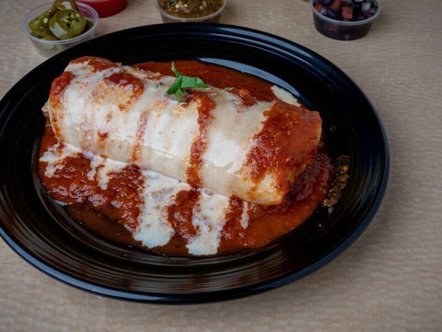 Ground Beef Smothered Burrito.