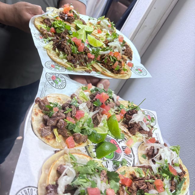 THREE STEAK TACOS.