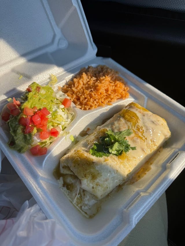 Combo Uncle Bertos Smothered Burrito.