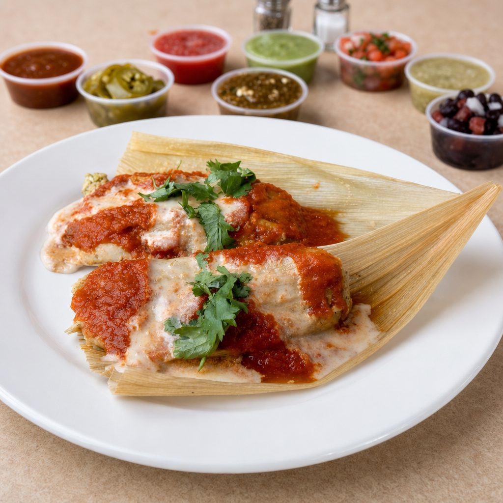 2 Smothered Tamales.