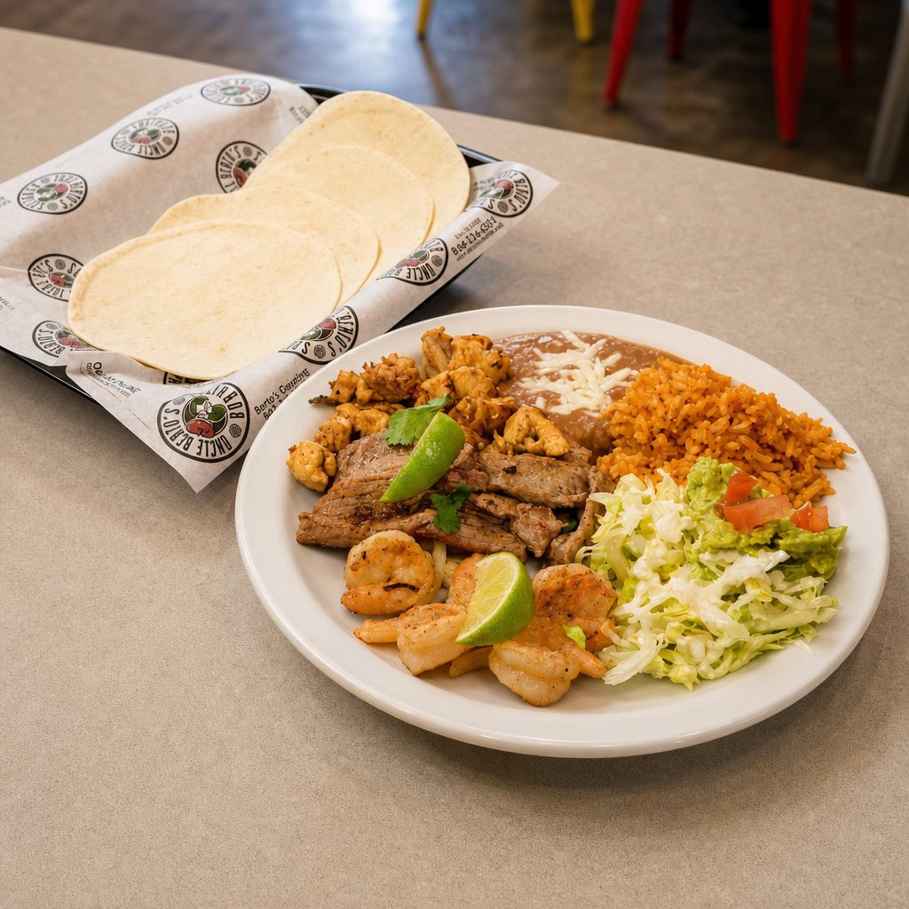 Trio Fajita-steak,shrimp And Chicken.