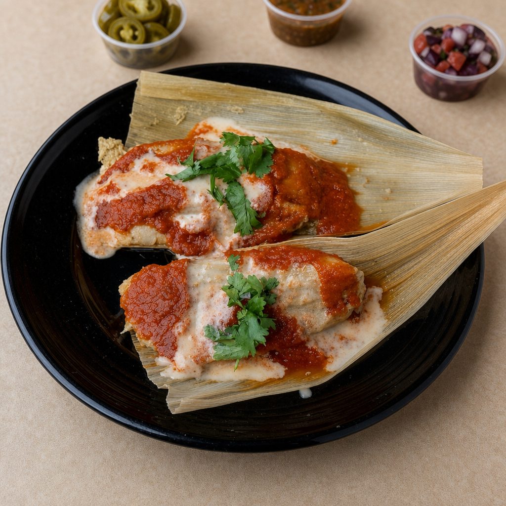 Combo 10-Two Sauce Tamales.
