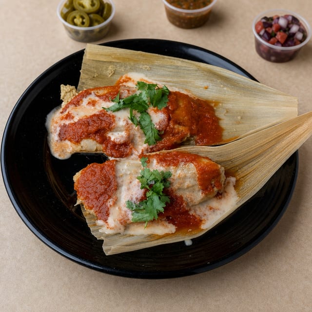 Combo 10-Two Sauce Tamales.