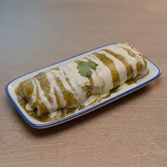 Green Sauce N Cheesedip Wet Burrito.